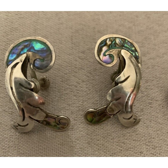 Margot de Taxco Sterling Silver 925 Mexico Necklace and Screw Earring Set 1950's - Picture 4 of 16